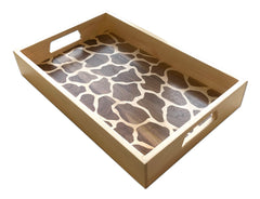 18 3/4" x12"x3" Giraffe Inlay Wooden Tray