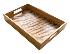 18 3/4" x12"x3" Tiger Inlay Wooden Tray