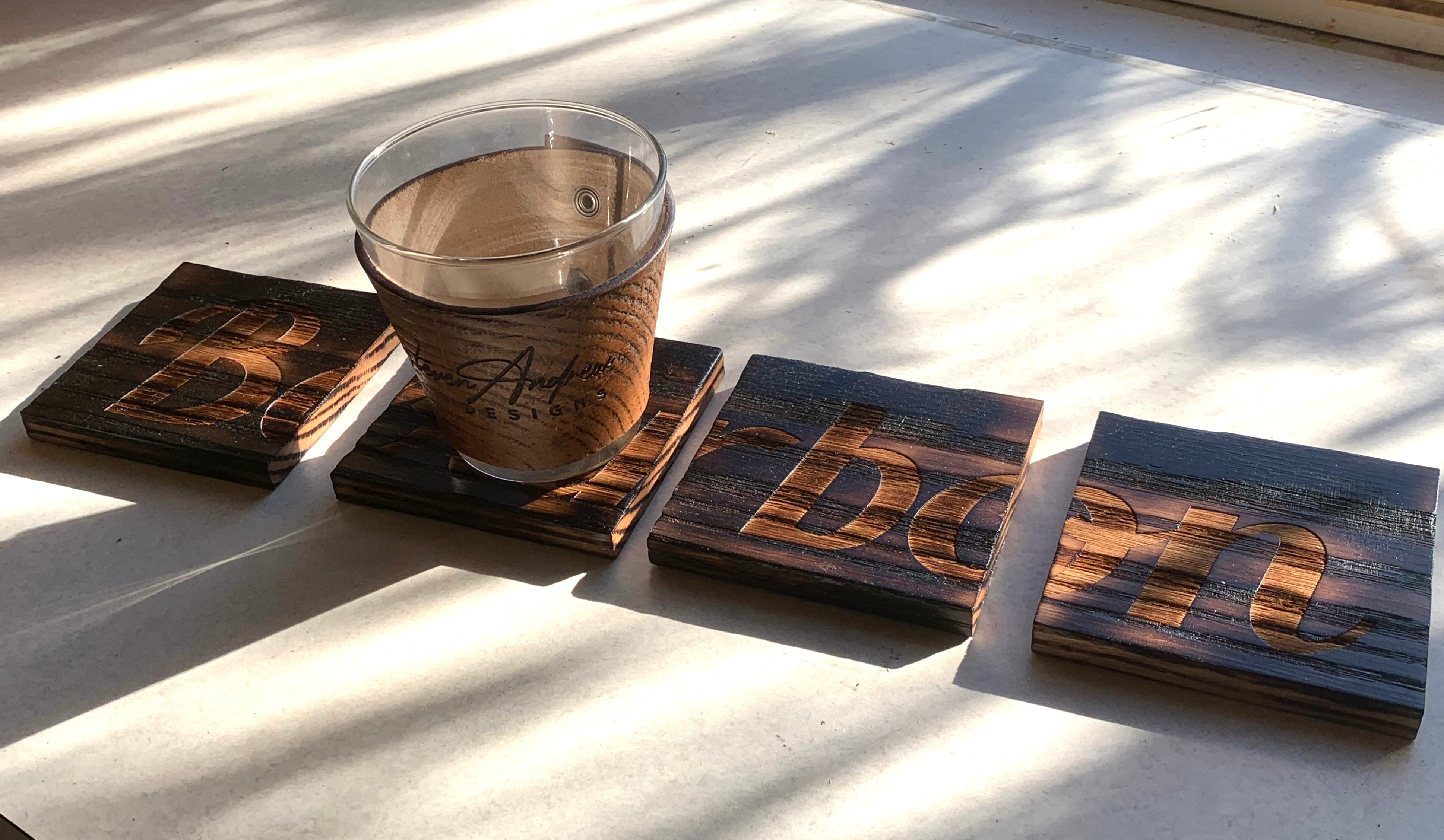 BOURBON Charred Oak Coaster Set